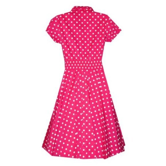 Women's Vintage Retro Housewife Collar Dress Medium Polka dots in‎ Pink - Picture 3 of 4
